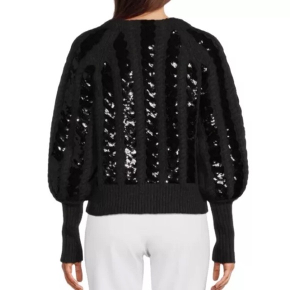 Veronica Beard Women’s Medium Yola Wool Cashmere Sequined Puff sleeve sweater - Picture 2 of 9